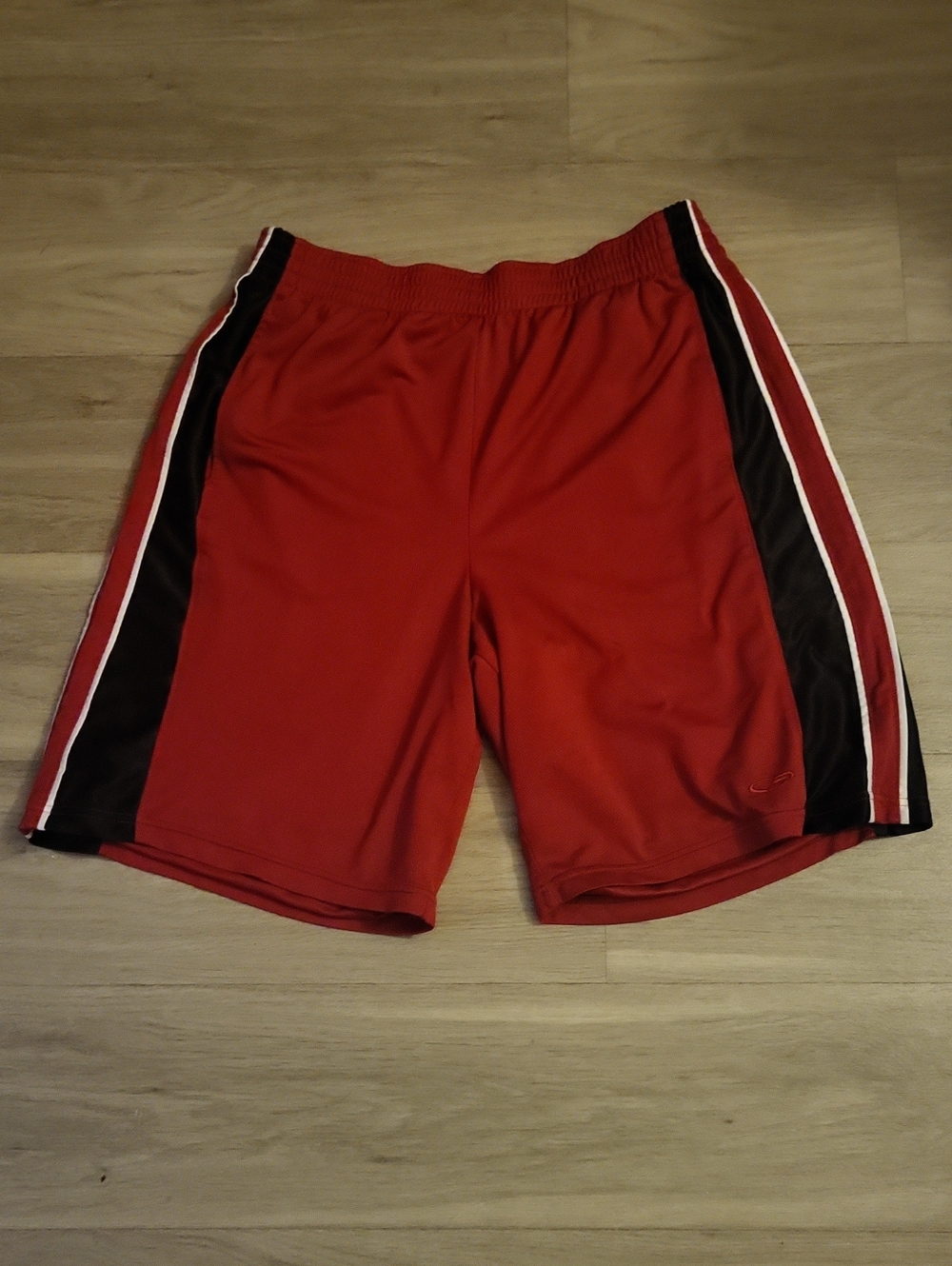 C9 by Champion Red Athletic Shorts with Black Panels and White Stripe